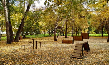 Фото В челябинском Саду Победы завершают обустройство площадки для четвероногих
