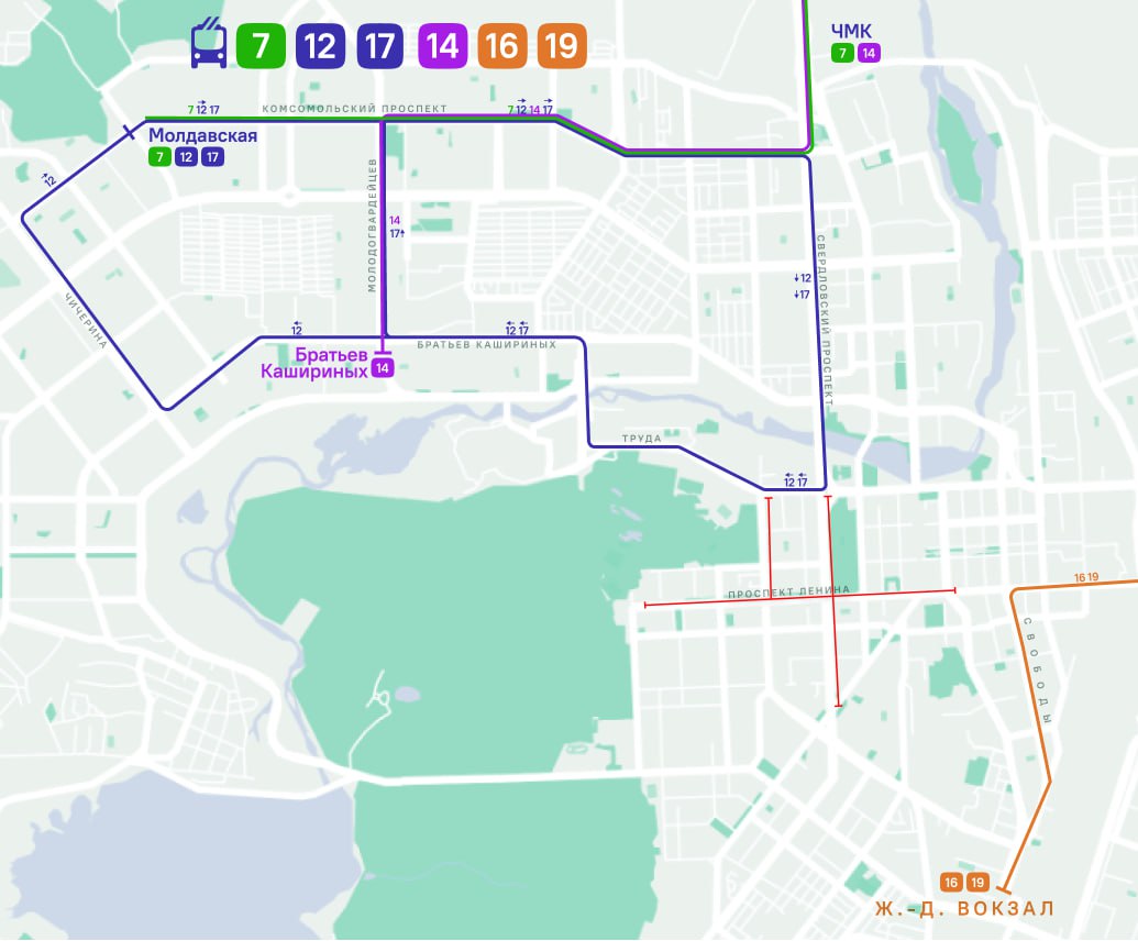 Карта движения городского транспорта челябинск