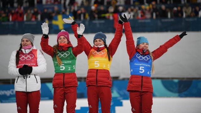 Женская команда России завоевала «бронзу» Олимпийских игр – 2018 в лыжной эстафете 4х5 км. 

