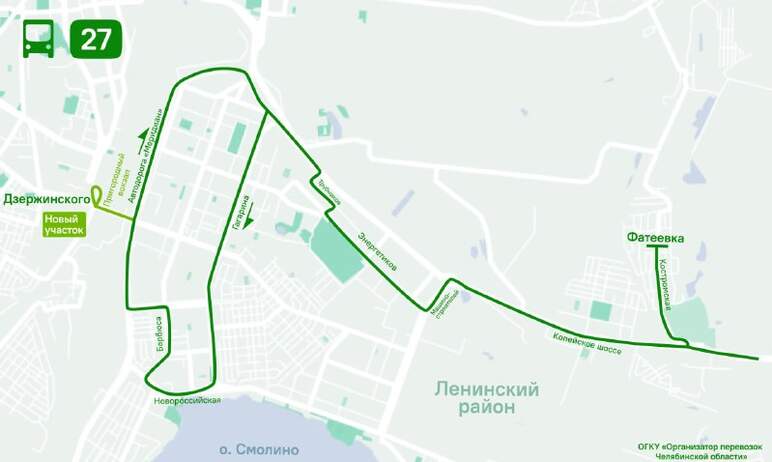 В Челябинске с первого декабря автобус 27-го маршрута, следующий из поселка Фатеевка, будет заезж