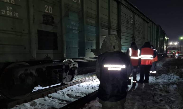 Два сошедших с рельсов грузовых вагона и подъездные пути на станции Шершни Челябинской области, н