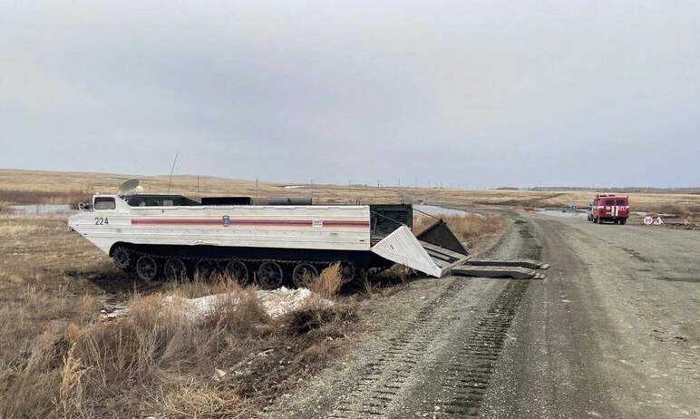 Уровень подтопления насыпной проселочной дороги между населенными пунктами Великопетровка и Горно