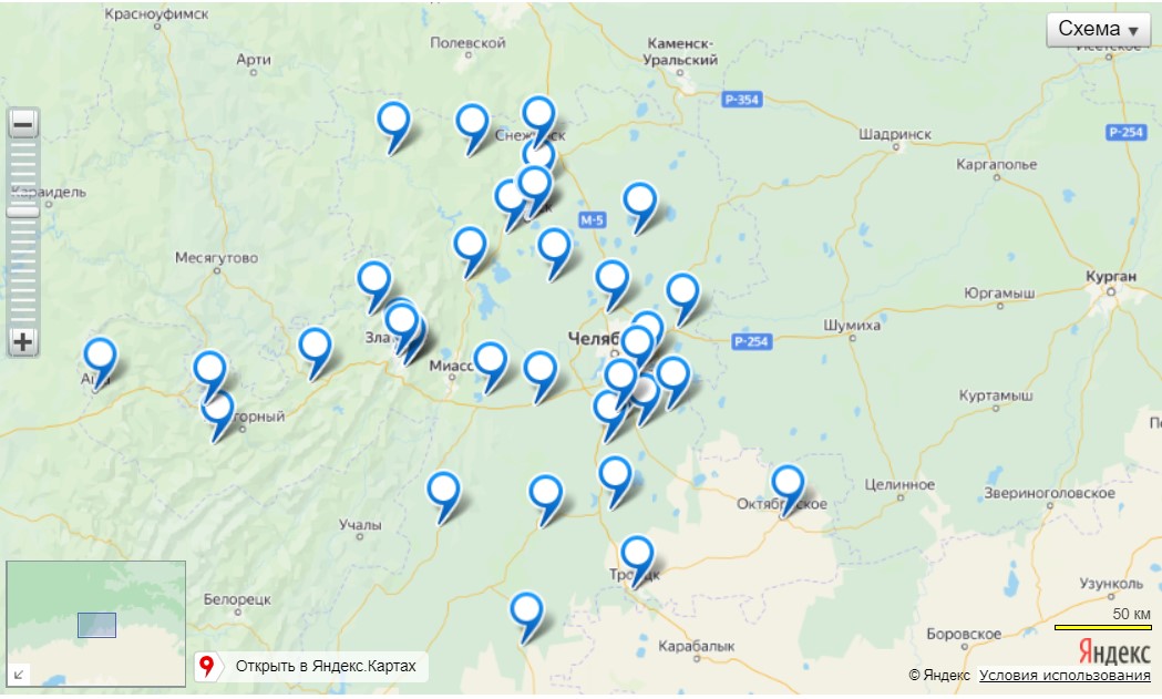 Газификация челябинской области карта