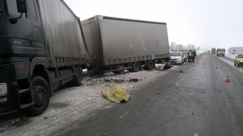 Фото В Чебаркульском районе на трассе легковушка насмерть сбила дальнобойщика (ФОТО)