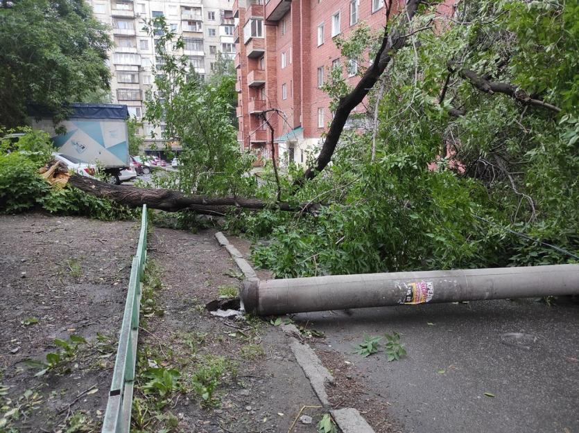 Фото В Челябинске на автомобили рухнула электроопора