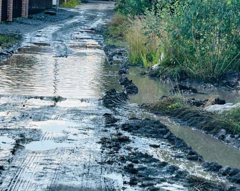 Фото Дороги посёлка Сосновского района превращаются в непролазное болото
