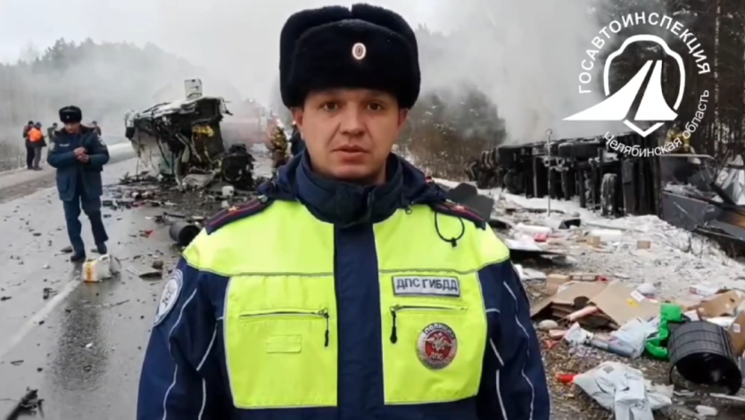 Фото В массовой аварии на М-5 в Челябинской области погибли двое водителей, один пострадал