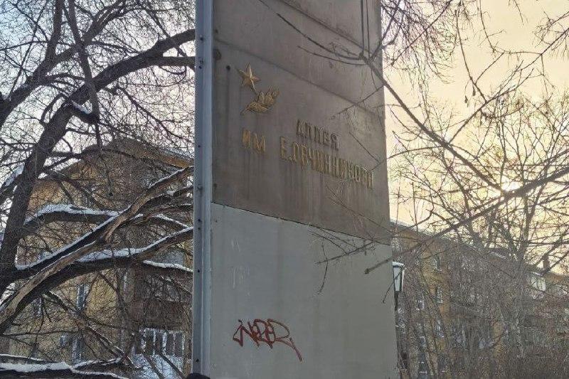 Фото В Челябинске установили вандала, разрисовавшего памятник герою-лётчику