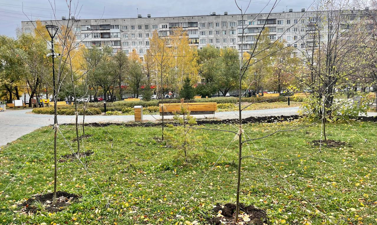 Фото По просьбам жителей власти Курчатовского района обновили сквер на улице Красного Урала