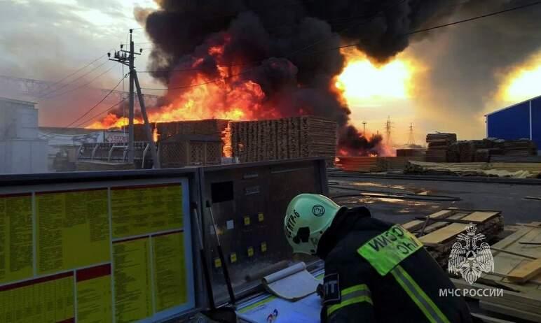 Фото В Челябинске горели пиломатериалы на открытой площадке по Енисейской 