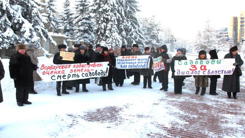 Фото Протестующих челябинских садоводов не остановил даже 30-градусный мороз