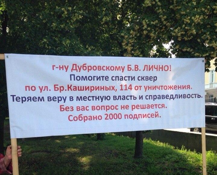 Фото В Челябинске противники застройки сквера на Братьев Кашириных вышли на пикет, чтобы их услышал Дубровский