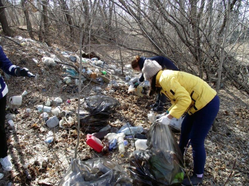 Фото Челябинские добровольцы на прилегающей зоопарку территории собрали 70 мешков мусора