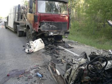 Фото Жуткая авария под Миассом: в лобовом столкновении легковушки и грузовика погиб человек