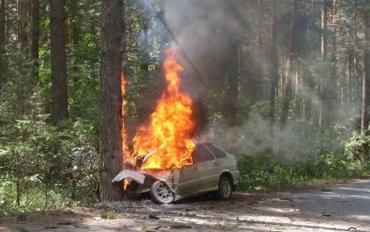 Фото В Чебаркуле после наезда на дерево загорелась легковушка: погибли двое ФОТО