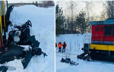 Фото В Челябинской области столкнулись снегоход и поезд, никто не пострадал