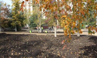 Фото Курчатовский район ведет замену неприжившихся растений и продолжает благоустройство сквера